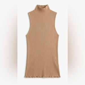 COS Sleeveless Mock Neck Ribbed Top In Tan - XXS